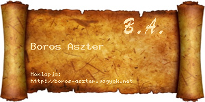 Boros Aszter névjegykártya